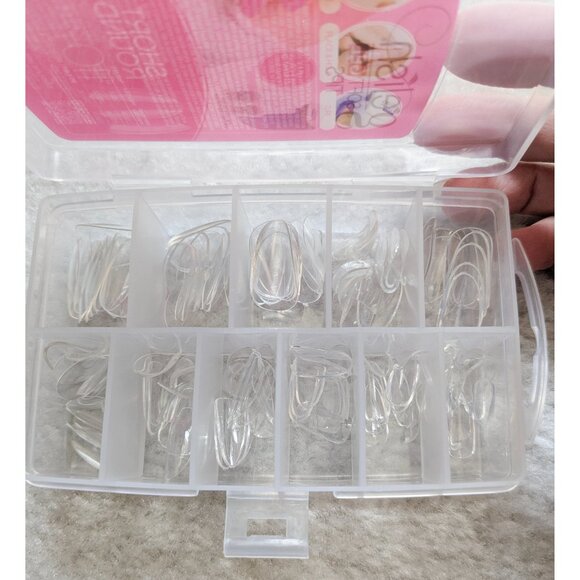 Gel Nail Manicure Set - Gelish Short Round Tips, Nail Glue, Soak Off Clamps NEW - Picture 3 of 5